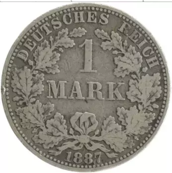 Монета марка Германии 1887 года Серебро А