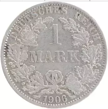 Монета марка Германии 1906 года Серебро А