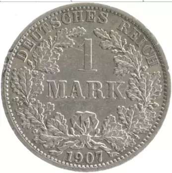 Монета марка Германии 1907 года Серебро А