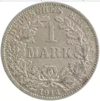Монета марка Германии 1914 года Серебро A