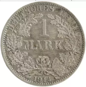 Монета марка Германии 1914 года Серебро А