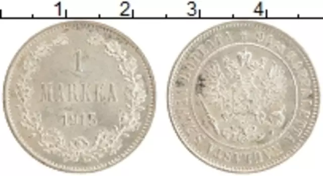 Монета марка Николая 2 1915 года Серебро Для Финляндии