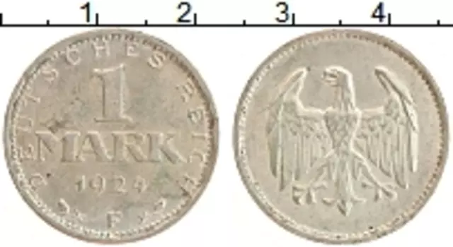Монета марка Веймарской республики 1924 года Серебро F