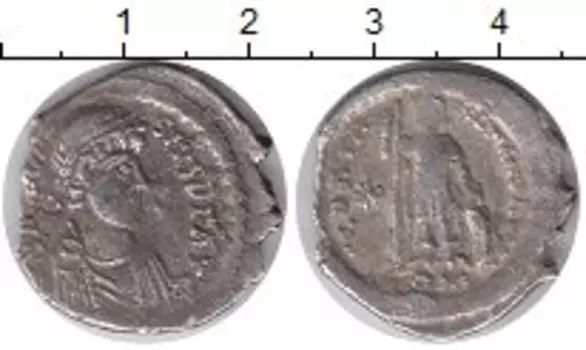 Монета Милиаренс Древнего Рима Серебро Император Феодосий II