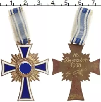 Монета Наградной крест Третьего Рейха 1938 года Бронза Крест материнства III класса