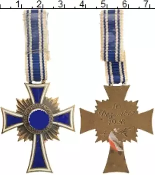 Монета Наградной крест Третьего Рейха 1938 года Бронза Крест материнства III класса