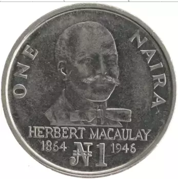 Монета найра Нигерии 1991 года Железо Герберт Макаулей