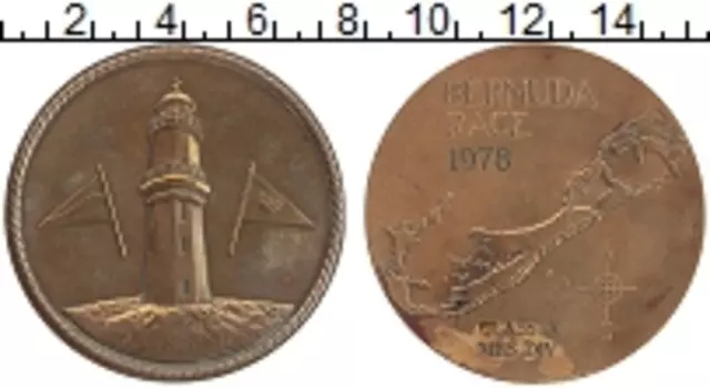 Монета настольная медаль Бермудских островов 1978 года Латунь Парусная гонка Bermuda Race - 1978