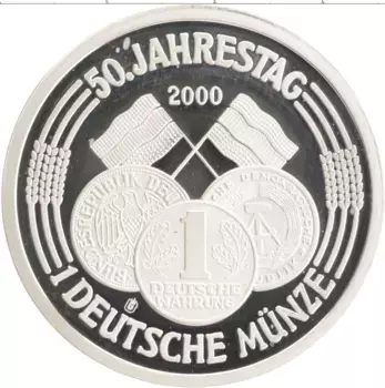 Монета Настольная медаль Германии 2000 года Посеребрение 50 лет финансовой системе
