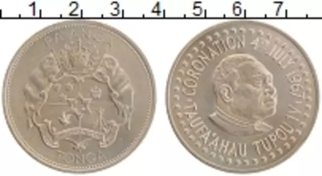 Монета паанга Тонги 1967 года Медно-никель Коронация Тупау IV