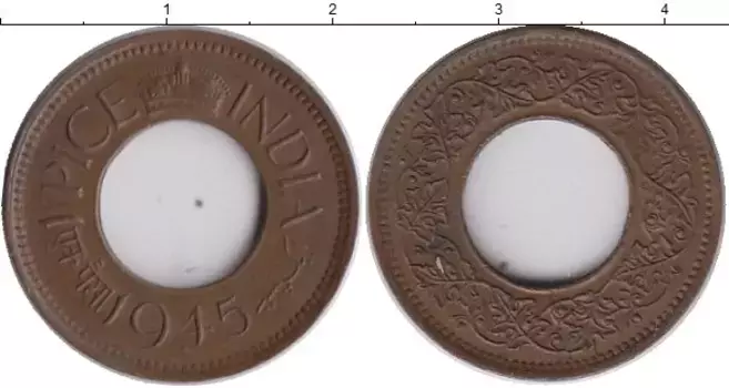 Монета пайс Индии 1945 года Бронза Георг VI