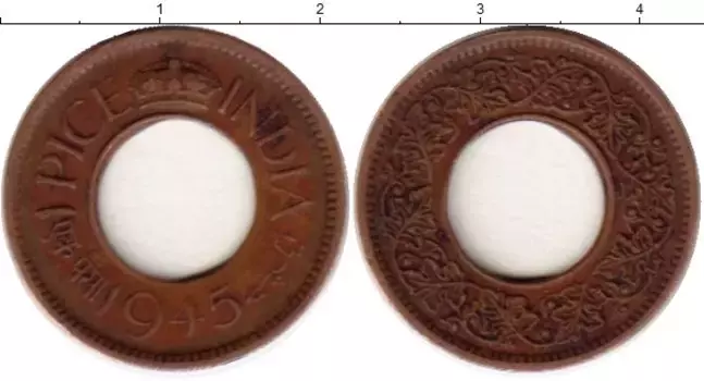 Монета пайс Индии 1945 года Бронза Георг V