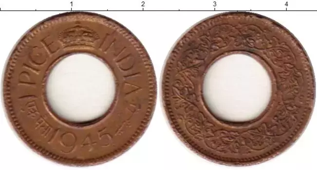 Монета пайс Индии 1945 года Бронза Георг V