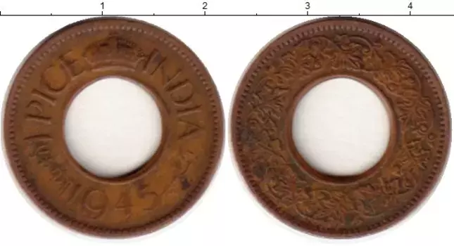 Монета пайс Индии 1945 года Бронза Георг V