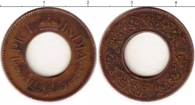 Монета пайс Индии 1945 года Бронза Георг V