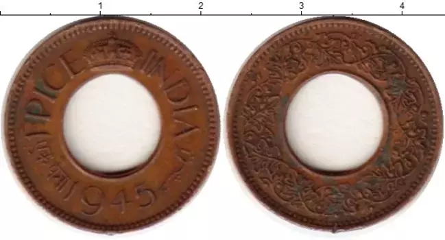 Монета пайс Индии 1945 года Бронза Георг V