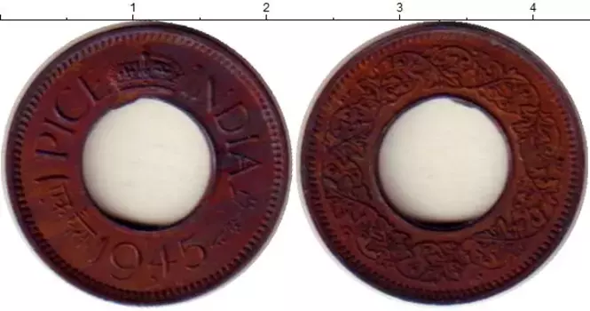 Монета пайс Индии 1945 года Медь Георг VI
