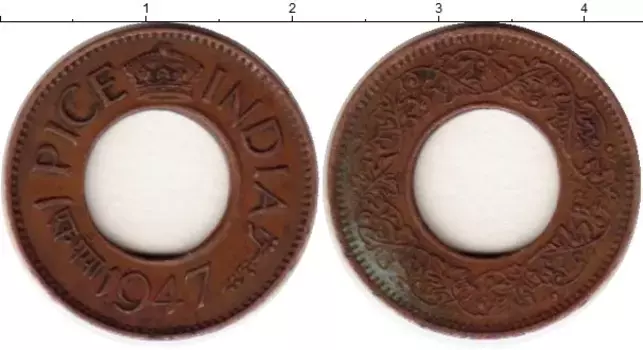 Монета пайс Индии 1947 года Бронза Георг VI