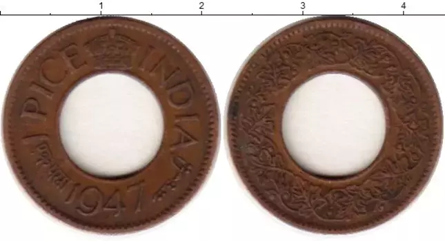 Монета пайс Индии 1947 года Бронза Георг VI