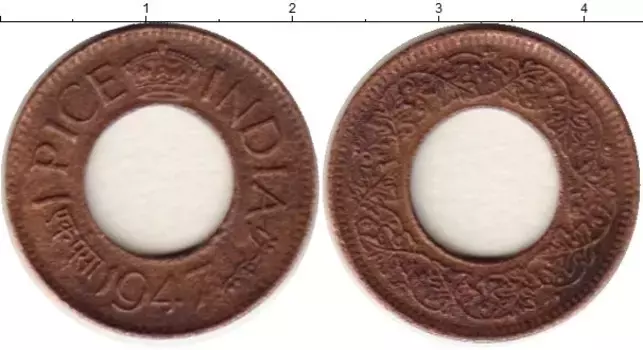 Монета пайс Индии 1947 года Бронза Георг VI