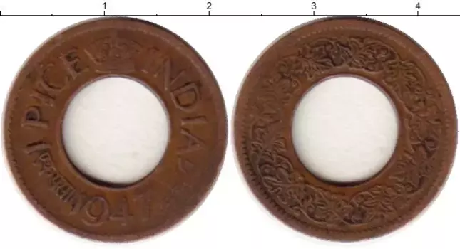 Монета пайс Индии 1947 года Бронза Георг VI