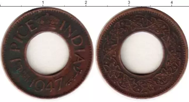 Монета пайс Индии 1947 года Бронза Георг VI