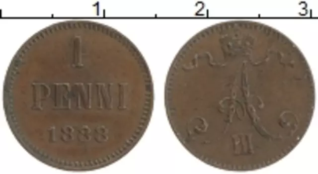 Монета пенни Александра 3 1888 года Медь