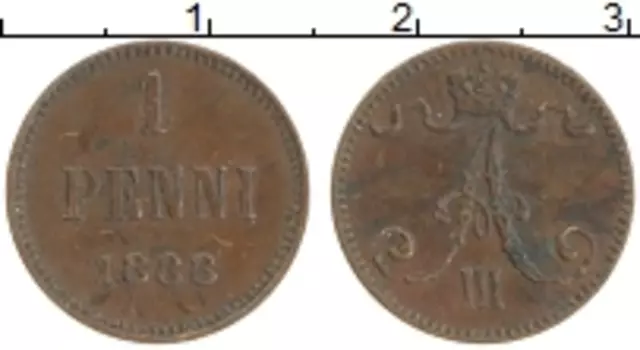 Монета пенни Александра 3 1888 года Медь