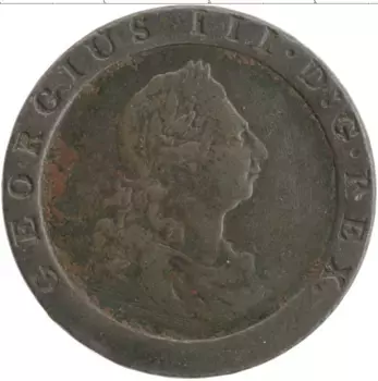 Монета пенни Англии 1797 года Медь Георг III