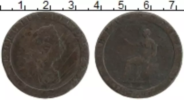 Монета пенни Англии 1797 года Медь Георг III