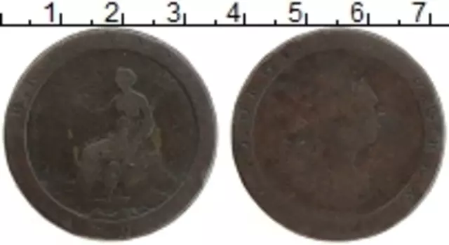 Монета пенни Англии 1797 года Медь Георг III