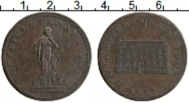 Монета пенни Англии 1813 года Медь Токен