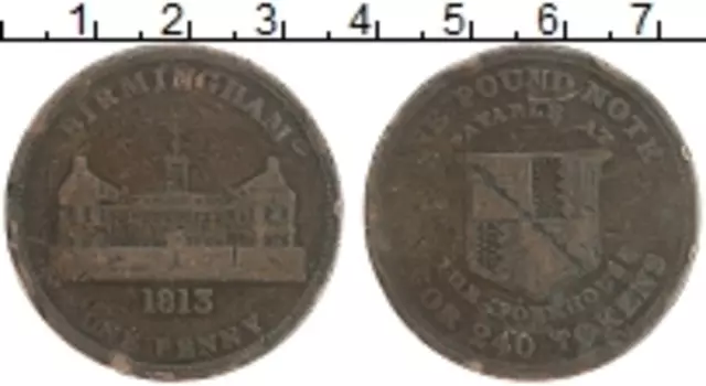 Монета пенни Англии 1813 года Медь Токен