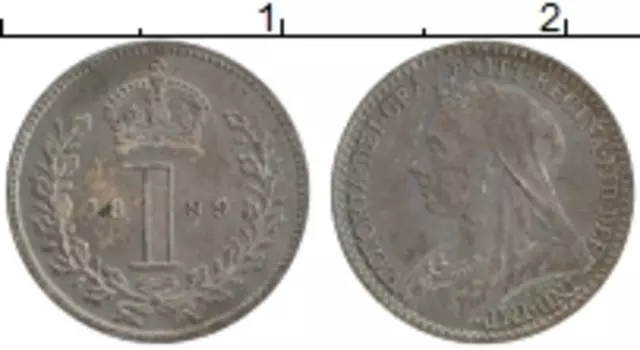 Монета пенни Англии 1899 года Серебро Виктория