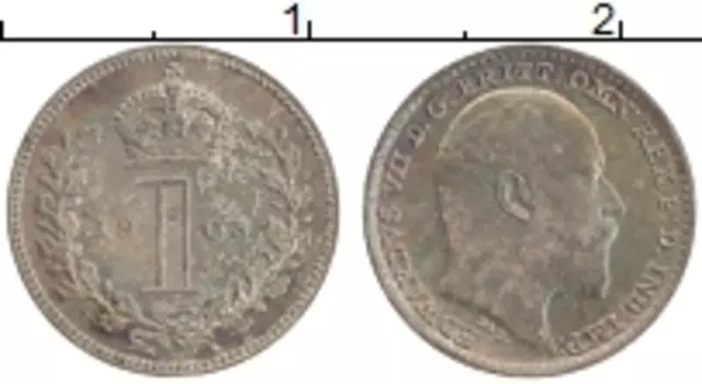 Монета пенни Англии 1903 года Серебро Эдуард VII