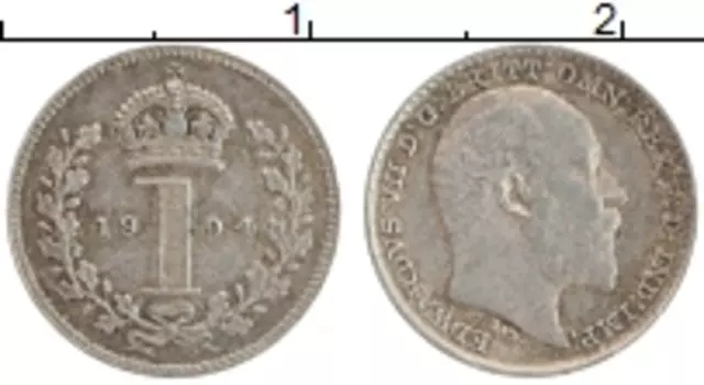 Монета пенни Англии 1904 года Серебро Эдуард VII