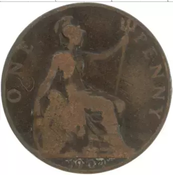 Монета пенни Англии 1907 года Бронза Эдуард VII