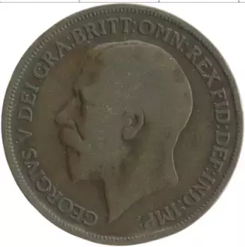 Монета пенни Англии 1913 года Бронза Георг V