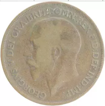 Монета пенни Англии 1917 года Бронза Георг V