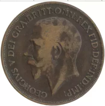 Монета пенни Англии 1918 года Бронза Георг V