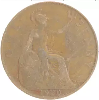 Монета пенни Англии 1920 года Бронза Георг V