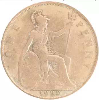 Монета пенни Англии 1920 года Бронза Георг V