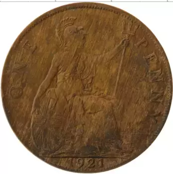 Монета пенни Англии 1921 года Бронза Георг V