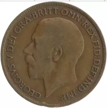 Монета пенни Англии 1921 года Бронза Георг V