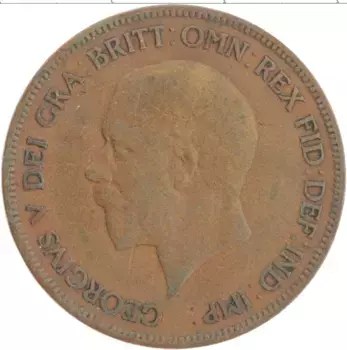 Монета пенни Англии 1929 года Бронза Георг V
