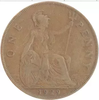 Монета пенни Англии 1930 года Медь Георг V