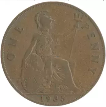 Монета пенни Англии 1935 года Бронза Георг V