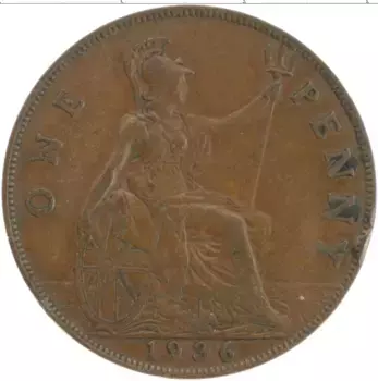 Монета пенни Англии 1936 года Бронза Георг V