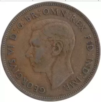 Монета пенни Англии 1937 года Бронза Георг VI