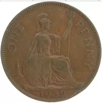 Монета пенни Англии 1939 года Бронза Георг VI